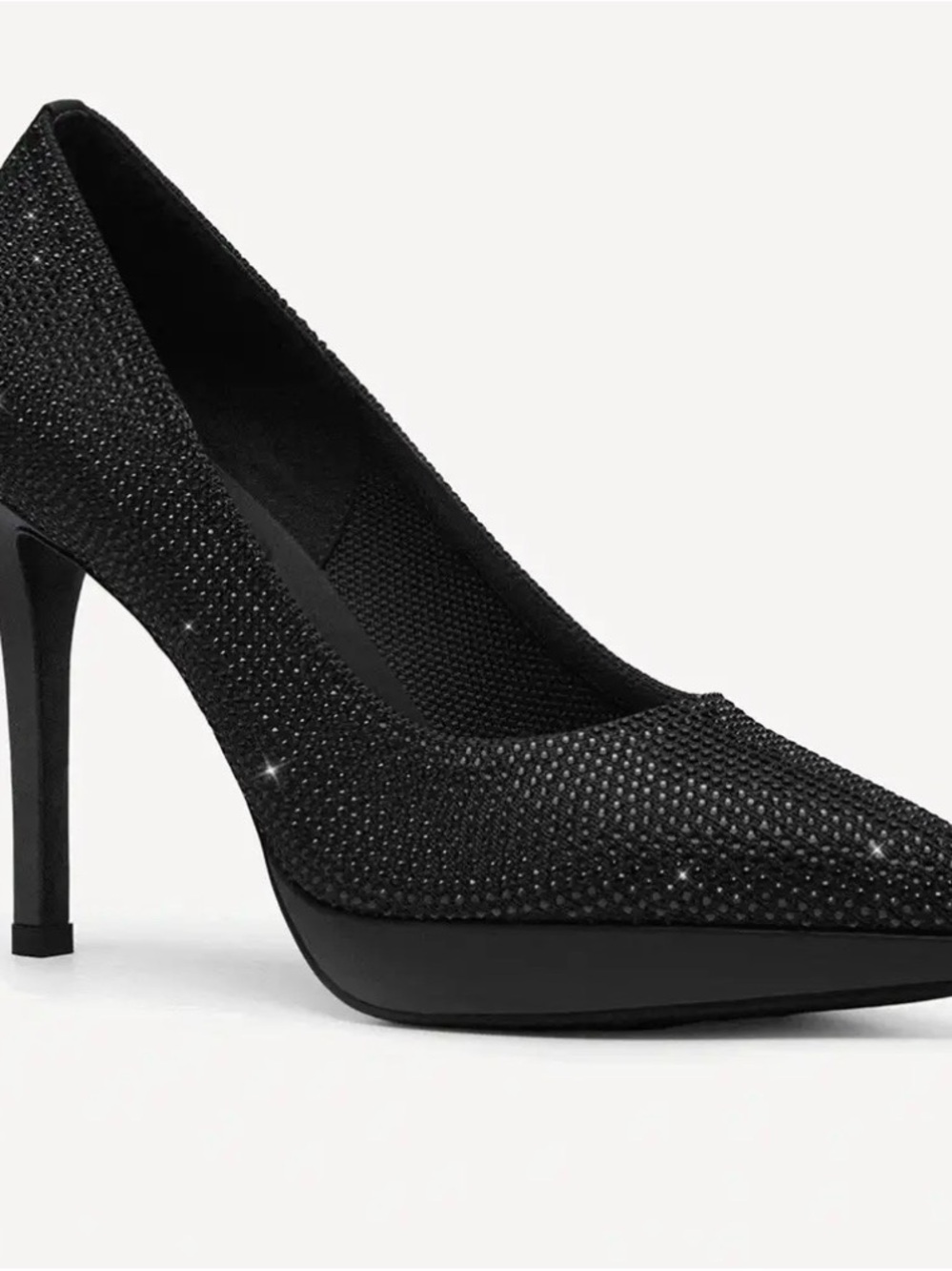 Sparkle Pointed-Toe Black Rhinestone High Heel Pumps
